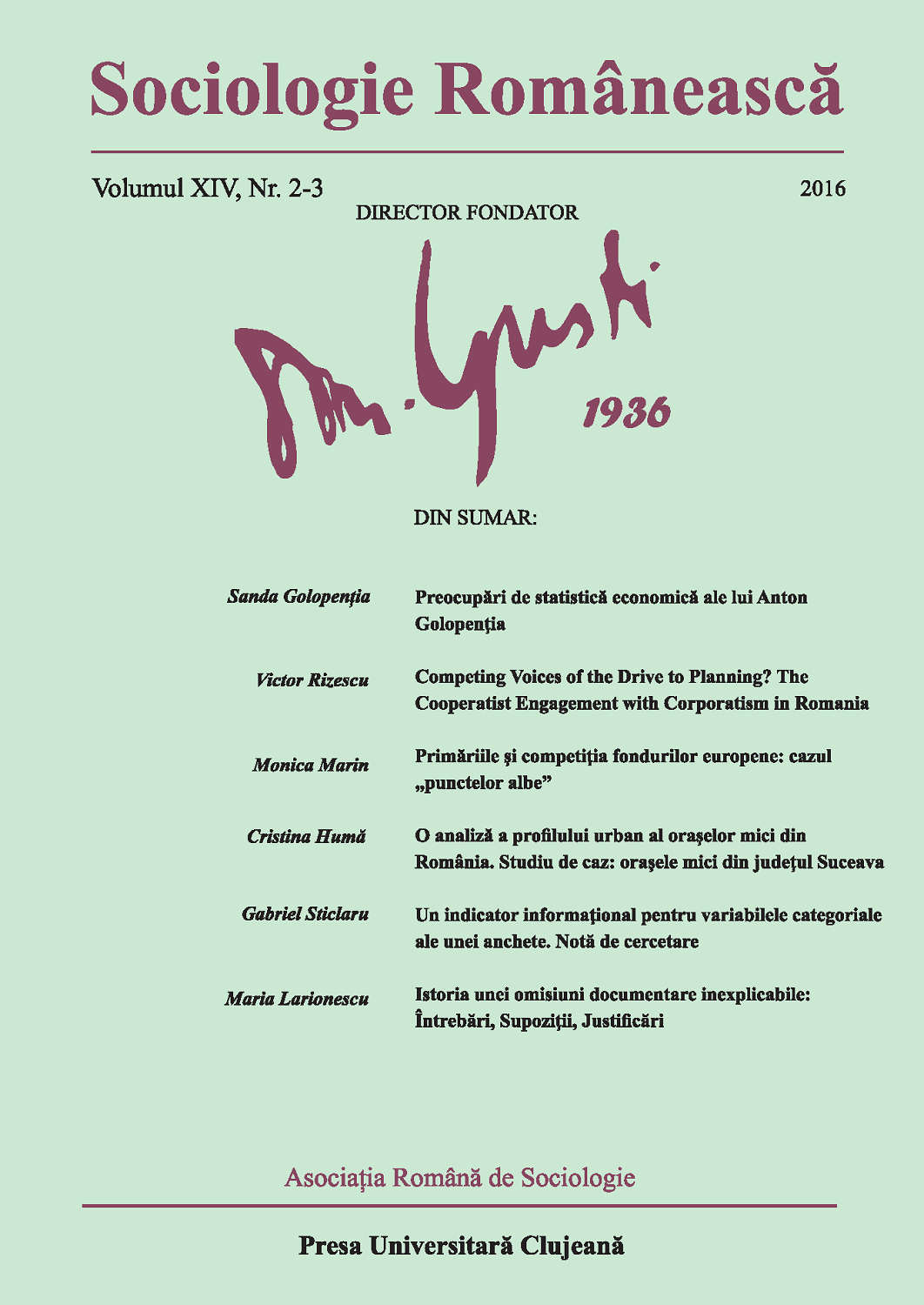 Sociologie Românească, vol XIV, nr. 2-3/2016