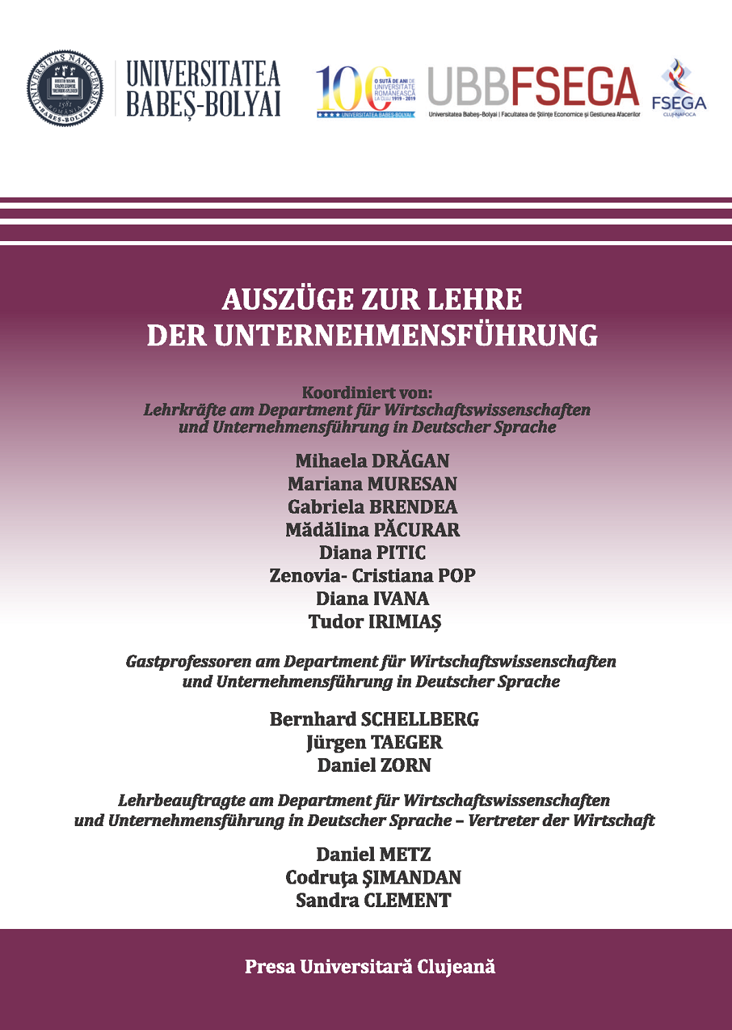 Auszüge zur Lehre der Unternehmensführung